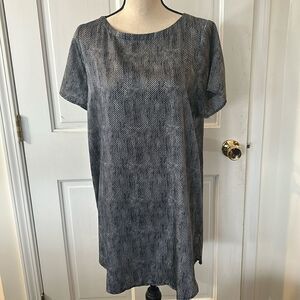 EILEEN FISHER PETITE SILK/COTTON  CHAINETTE PRINT TUNIC/MINI DRESS